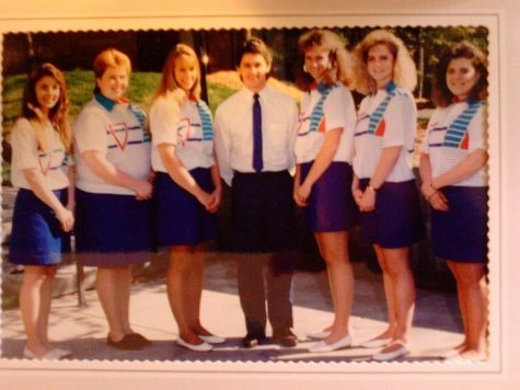 Murphy poses with fellow members of the La Crosse bowling team for nationals in 1991. She went to Nationals as a sophmore in college.  Her and her fellow  teamates are wearing their bowling uniforms. 