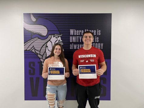 Teagan Pickett (12) and Griffin Empey (12) hold their 2022 Heisman Scholarships. From an applicant pool of thousands of high school scholar-athletes graduating with the class of 2023, more than 5,700 have been named School Winners in the Heisman High School Scholarship competition awarded by The Heisman Trophy Trust.