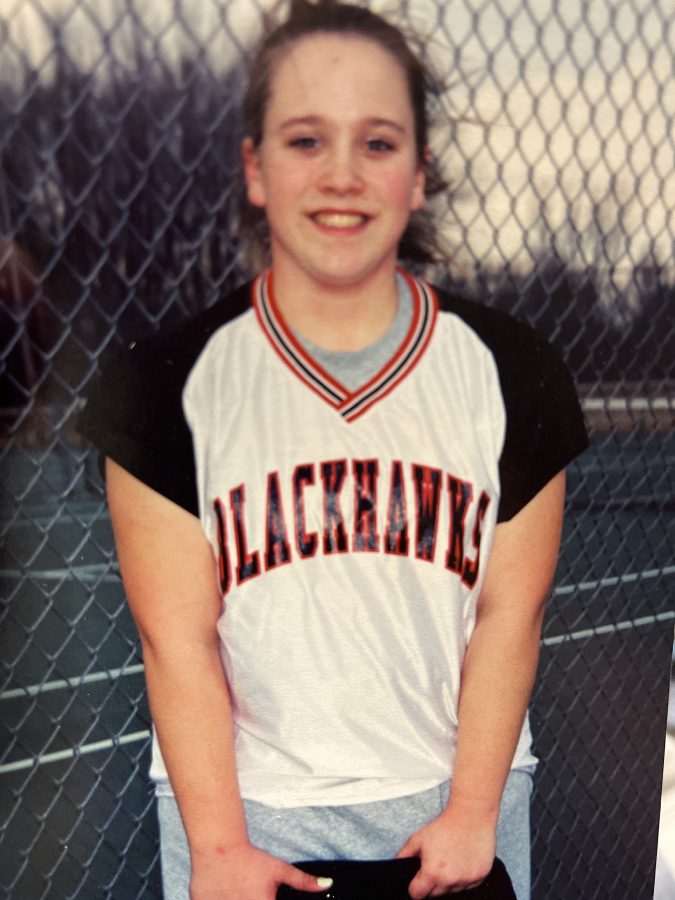 In spring of 2002, Cassie Bonde took a picturen in her softball uniform in her sophomore year at River Valley HS in Spring Green.
