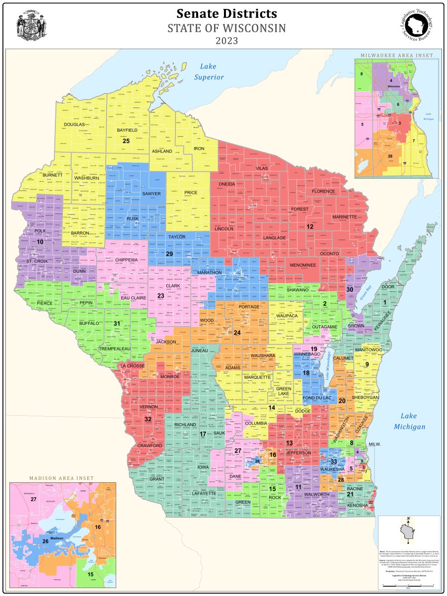 Senate Districts selected by the Wisconsin Supreme Court decision on April 15, 2022 via Johnson v. Wisconsin Elections Commission, Case No. 2021AP1450-OA.